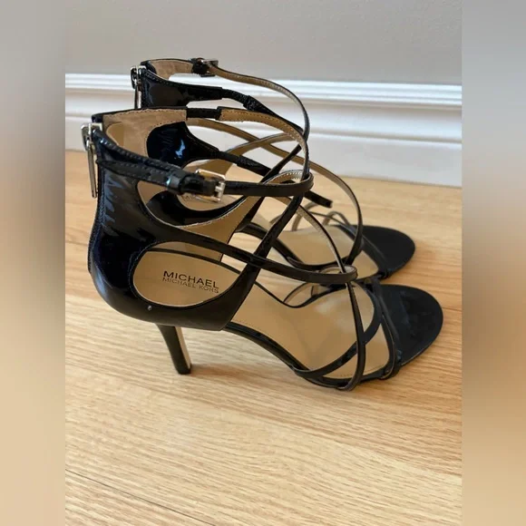 Michael Kors Glossy Black Strappy Heels real leather - Picture 5 of 8